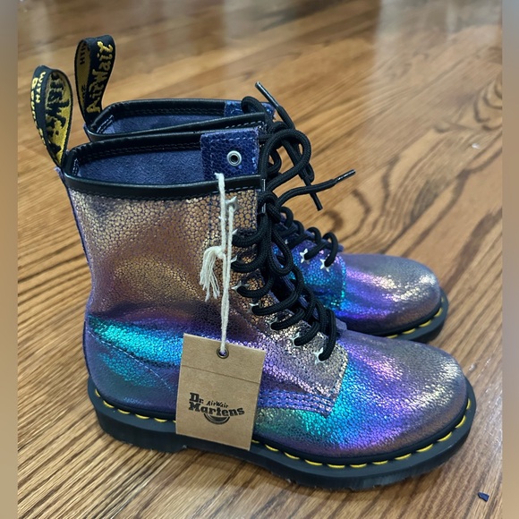 Dr Martens, Rainbow Ray Suede Lace Up Boots - Picture 3 of 4